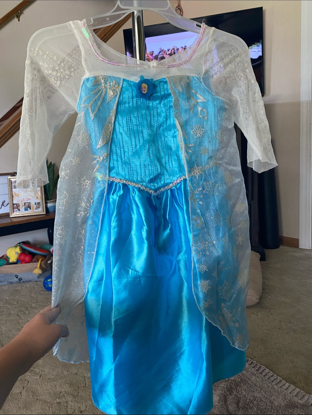 Disney Elsa Blue and White Sparkle Princess Costume Dress - Picture 1 of 2